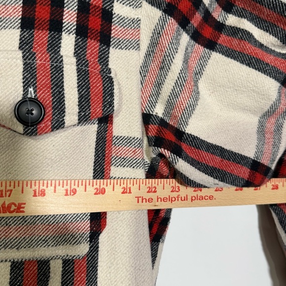 Lucky Brand Plaid Shacket Flannel Oversized Cream Black Red Size Large - Picture 6 of 14